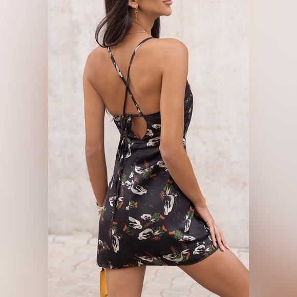 ZARA Satin Mermaid  Print Mini Slip Dress XS - Picture 3 of 10